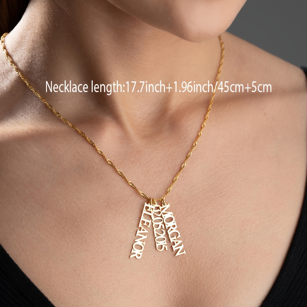 Personalized 18K Gold-Plated Multi-Name Necklace, Family Gift
